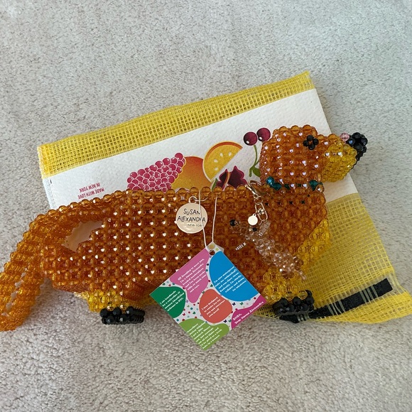 ADORABLE NWT SUSAN ALEXANDRA BEADED WEENY DACHSHUND HANDBAG WITH CRITTER CHARM - Picture 13 of 15